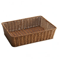 Rectangular Woven Basket Wicker-Style Shallow Basket Rustic Design for Kitchen