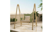 Cushioned Hanging Swing Chair with Stand Stable Hanging Egg Chair with Stand Heavy-Duty Furniture Sturdy for Adults, Patio, Balcony, Backyard, Bedroom