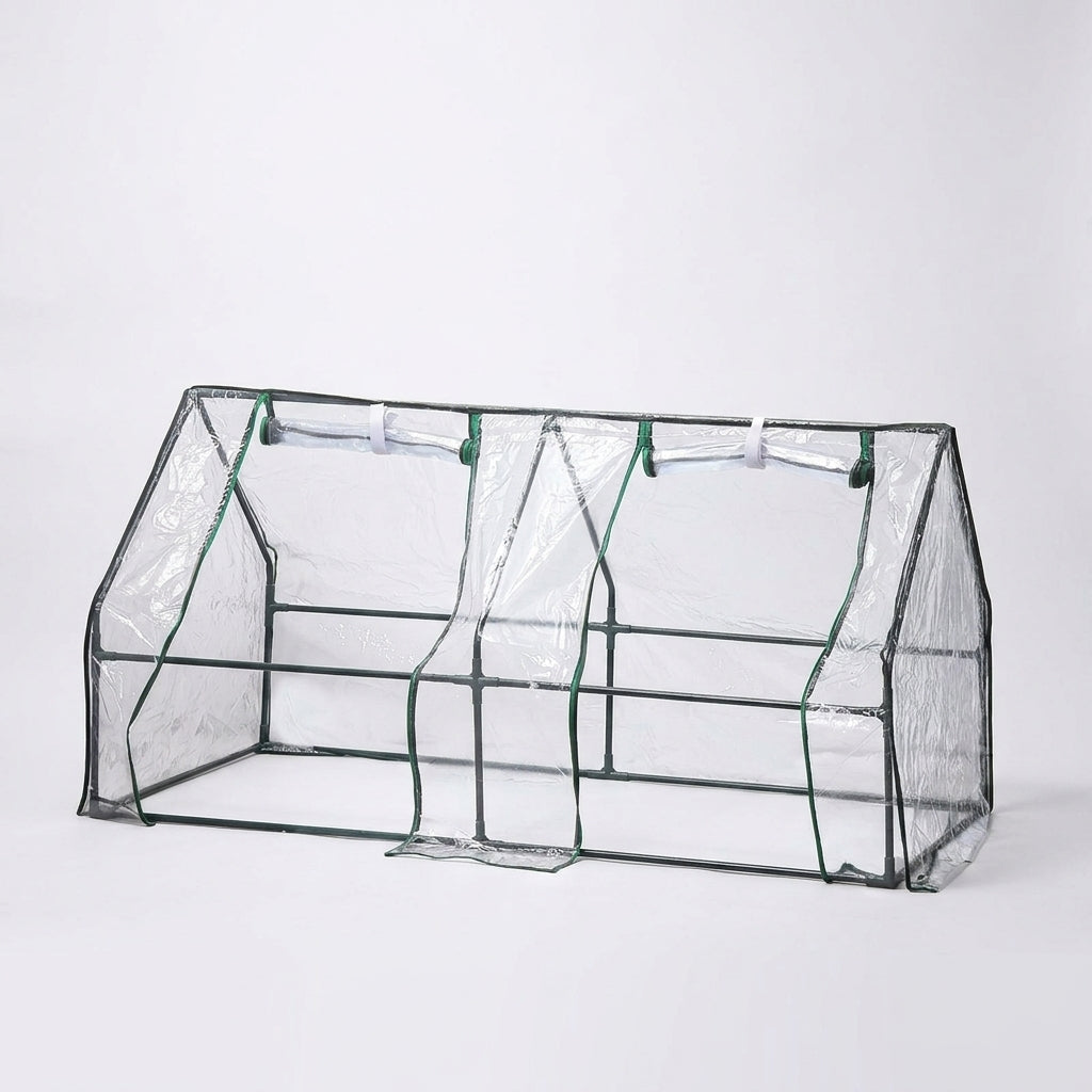 Small Greenhouse with Shelving for Plants, Mini Greenhouse Outdoor and Indoor Greenhouse, Stainless Steel Frame with PVC Cover, Roll Up Door
