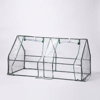Small Greenhouse with Shelving for Plants, Mini Greenhouse Outdoor and Indoor Greenhouse, Stainless Steel Frame with PVC Cover, Roll Up Door