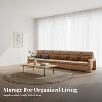 Sofa with Integrated Storage Table Nordic Design Couch sturdy Wood Frame Living Room Furniture for Families, Lounge Area, Large Apartment, Home Theater