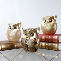 Spotted Owl Figurine Gold Decor Home Gift