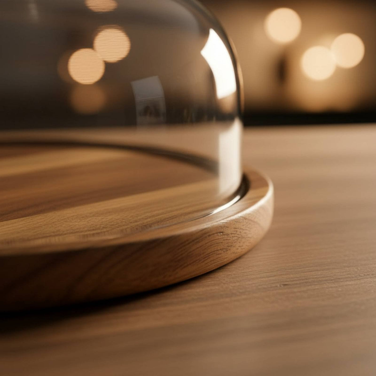 Wooden Cake Plate with Glass Cover Long-Lasting Wooden Cake Plate with Cover Glass Dome Jar Display Stand Easy to Clean