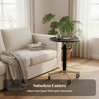 Adjustable Pedestal Side Table Round surface Home Furnishing Movable Space-Saving for Homeowners, Interior Designers, Bedroom