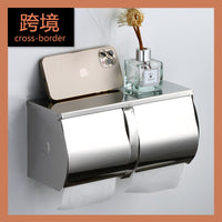 304 Stainless Steel Toilet Paper Holder with Shelf, Square, Polished