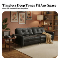 Vintage Design Black Tufted Loveseat Minimalist Design 2-Seater Tufted Couch Easy to Clean Living Room Seating Sturdy Frame for Homeowners, Office Workers, Students, Reception Area, Apartment, Lounge, Bedroom