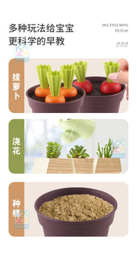 儿童沙滩玩具小麦秸秆铲子种菜过家家玩具玩沙麦秆萝卜盆栽套装