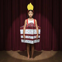 Fun Food Design Cake Costume with Candle Headband 3D Shape Cake Slice Costume Easy to Wear Kids' Apparel Adjustable Straps for Halloween