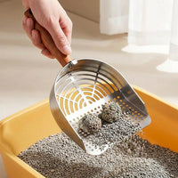Litter Scooper and Metal Sifter with Rectangular Head, Stainless Steel Cleaner for Multi-Cat Household, Easy Clean Hanging Hole Storage Design