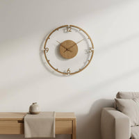 Walnut Pattern Wall Clock Large Size Wood Grain Wall Clock Easy to Hang Timepiece