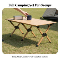 Roll-Top Table with Folding Chairs Foldable Camping Dining Set space-saving Storage