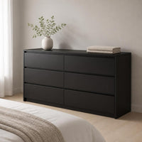 6-Drawer Dresser Handleless 6 Drawer Dresser Floor-Standing Storage Cabinet with Drawers for Bedroom, Living Room, Apartment