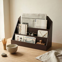 Vintage Wood File Rack Saving Wooden Desk Organizer Easy to Clean Desktop Document Sorter for Study