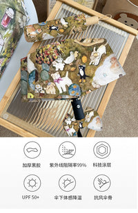 复古油画全自动雨伞女折叠晴雨两用抗风结实遮阳晒防紫外线太阳伞