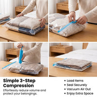 Vacuum Compression Storage Bags with Hand Pump, Small 60x40cm Space Saver for Travel, Airtight Waterproof Reusable Clothing