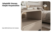 Small Storage Stand with Drawer and Shelf Curved Edges for Homeowners, Students