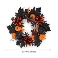 Halloween Wreath Black and Orange Pumpkin Wreath Artificial Leaves
