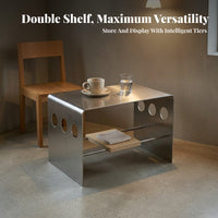 Home Furniture Silver Finish Metal Coffee Table Rounded Edges for Living Room