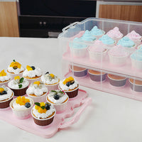Plastic Multi-Layer Cupcake Carrier Box with Handle