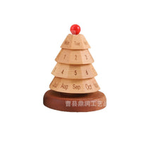 Wooden Rotating Desk Calendar with Perpetual Calendar for Home Office Decoration