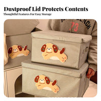 Lidded cloth Storage container Cute Puppy Design Lidded cloth Box With Lid for Shelf