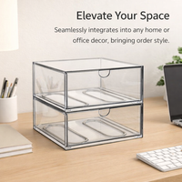 Acrylic Card Organizer, Transparent Stackable Display Box, Hobby Storage for Drawer Organization Case with hinged lid