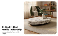 Luxury Feel Oval Table with Block Legs Modern Design Household Furniture Minimalist aesthetic Statement Piece for Homeowners, Interior Decorators, Renters, Living Room, Home, Lounge Area, Office Reception