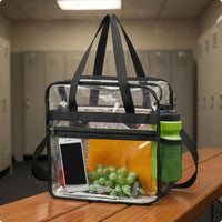 Zip-top Tote Bag Transparent Tote Boxy Waterproof Clear Shoulder Bag Zip Pocket Transparent Stadium Tote Shoulder Strap Travel Bag Carry Bag Shopping Bag Structured Design Suitable for Work Outdoor Events Markets