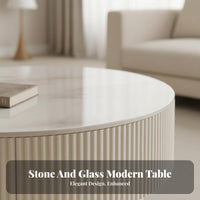 2 Pieces Round Nesting Table Set Creamy Aesthetic Drum Coffee Table Set Light Luxury design Minimalist Design for Small Spaces