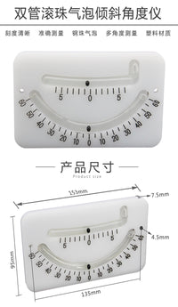 Double Tube Steel Ball Horizontal Bubble Measurement Multi-Angle Inclinometer High Precision Angle Gauge Level Measuring Tilt Angle