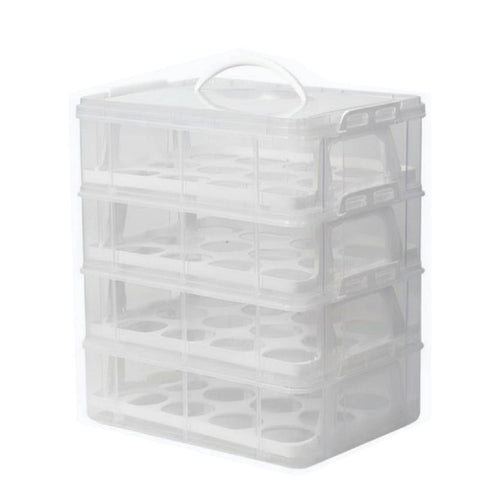 Stackable Cupcake Carrier Reusable Multi-Layer Dessert Box Clear View Tiered Food Storage Holder for Caterers, Potluck, Picnic