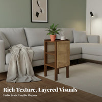 Semi-Circular Rattan End Table Wabi-Sabi Aesthetic Nightstand Nordic Aesthetic