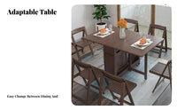 Expandable Panel Table Foldable Transformable Dining Table Lengthenable Modern Design for Small Apartment Dwellers, Hosts