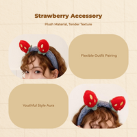 Strawberry Plush Hairband, Sweet Design, Girls Gift