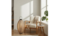 Woven Floor Lantern Decorative Standing Lantern with Handle Accent Light Tall Lighting Soft for Entryway, Lounge