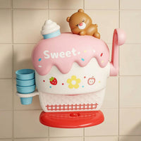 Plastic Ice Cream Bubble Machine Safe Bubble Maker with Crank Sturdy Bath Toy with Suction Cups Easy to Use for Children, Toddlers, Bathtub, Bathroom