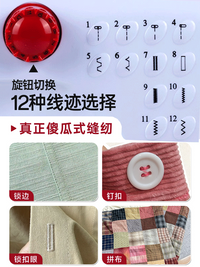 缝纫机家用小型电动全自动多功能带锁边裁缝机钉扣一体机全新升级 美规