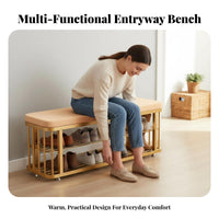 Upholstered Entryway Stool Light Luxury and Aesthetic Upholstered Shoe Rack Bench Padded Seat Multi-Functional for Fitting Room