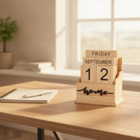 Desktop Wooden Block Calendar Rustic Perpetual Calendar Aesthetic Decor Cute for Entryway