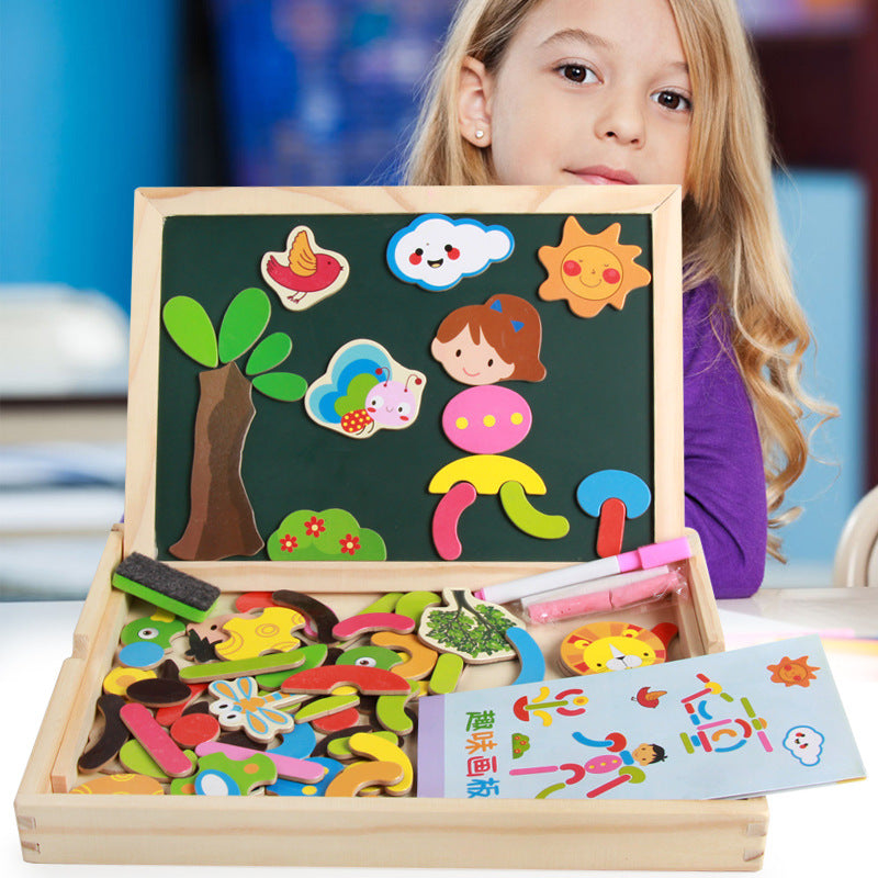 Kids Early Education Double-Sided Magnetic Drawing Board Puzzle Toy