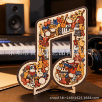 跨境新品Musical Note Jigsaw Puzzle音符乐器拼图木质工艺品摆件