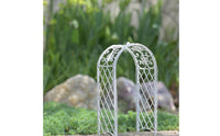 White Iron Arch Gate Miniature Iron Lattice Gate Scroll Details