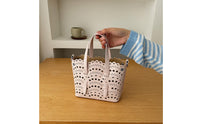 Crossbody Tote Bag Carved Pattern Handbag Structured Shape