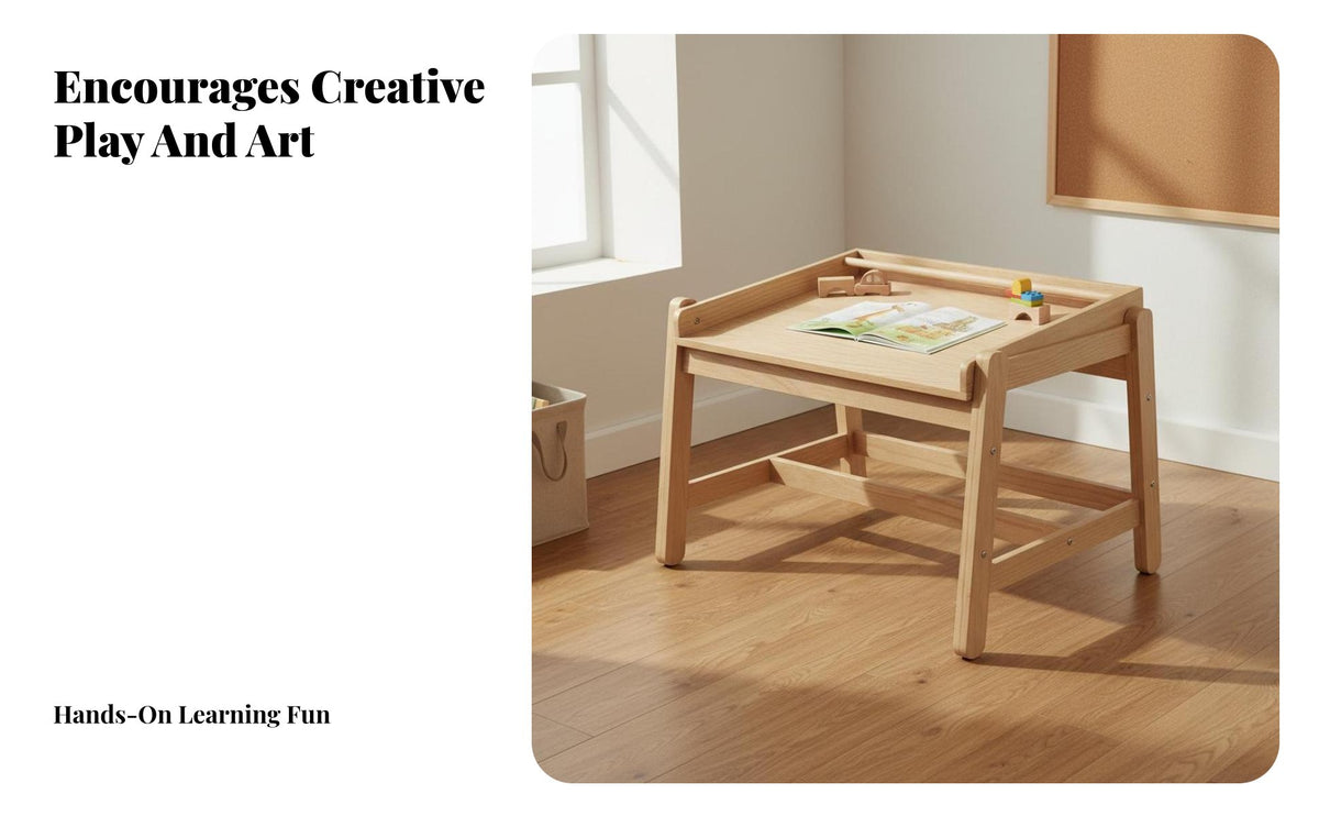 Multi-Functional Wooden Kids Table and Chair Set Solid Wood Adjustable Height Toddler Desk and Stool Child-Friendly Design Children's Art Table with Paper Roll Long-Lasting Construction for Toddlers, Kindergarteners, Parents, Nursery, Daycare, Classroom