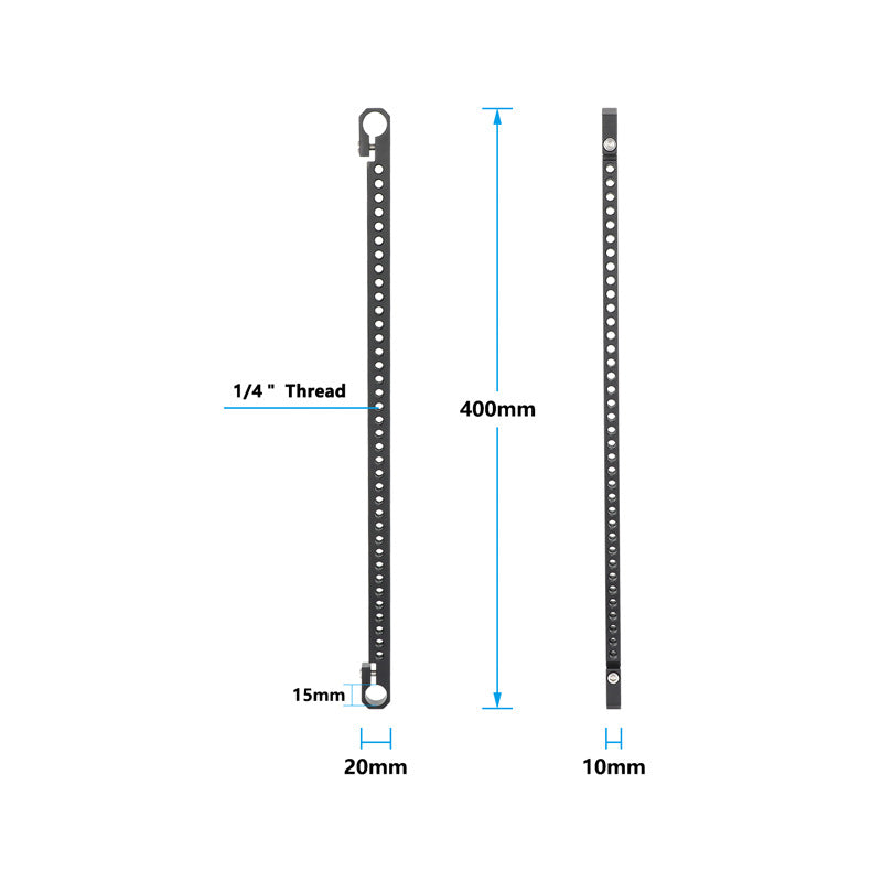 HDRIG 15mm Rod Clamp with Multi-Hole Extension for Monitor, 400mm Long Connecting Strip