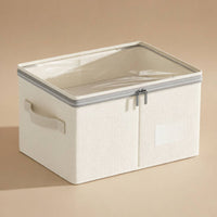 Clothes Organizer Closet Drawer Organizer Collapsible Clothes Bin Fabric Storage Box Breathable Cotton Linen Material with See Through Window Suitable for Car Office Home