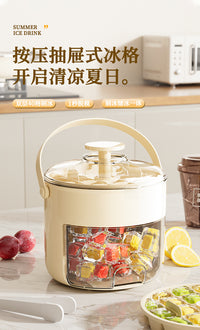 厂家直销按压制冰桶大容量食品级带盖储冰盒家用冰箱制冰模具批发