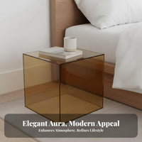Mirrored Side Table Minimalist Design Mirrored Cube Stand Geometric Shape Multi-Functional for Homeowners, Bedroom, Photo Studio