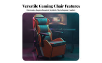 Gaming Chair with Footrest Reclining Spinerest Recliner Seat Headrest Pillow Highspine Design for Game Room, Internet Cafe