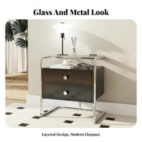 3-Tier Glass Accent Table Modern Design Nightstand Multi-Functional for Students